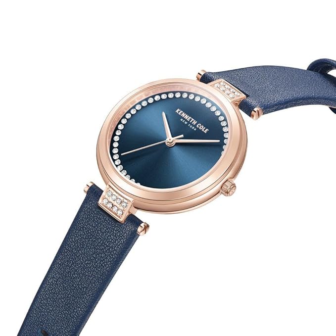 Kenneth Cole Classic Quartz Analog Blue Dial Blue Leather Strap Watch for Women