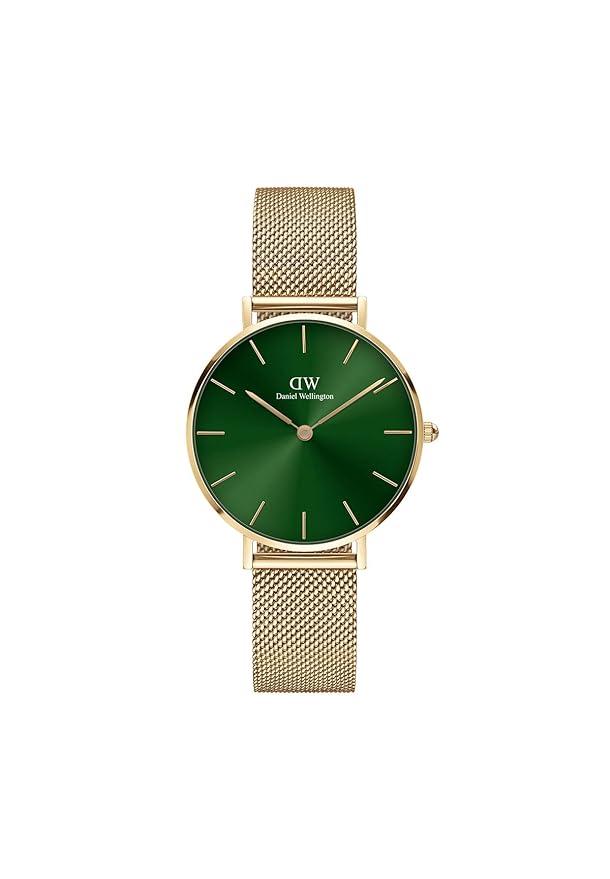 Daniel Wellington Analog Women's Watch (Green Dial Gold Colored Strap)