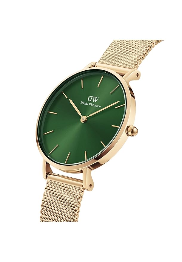 Daniel Wellington Analog Women's Watch (Green Dial Gold Colored Strap)
