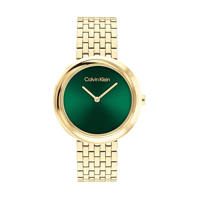 Twisted Bezel Women Quartz Green Dial Analog Stainless Steel Watch