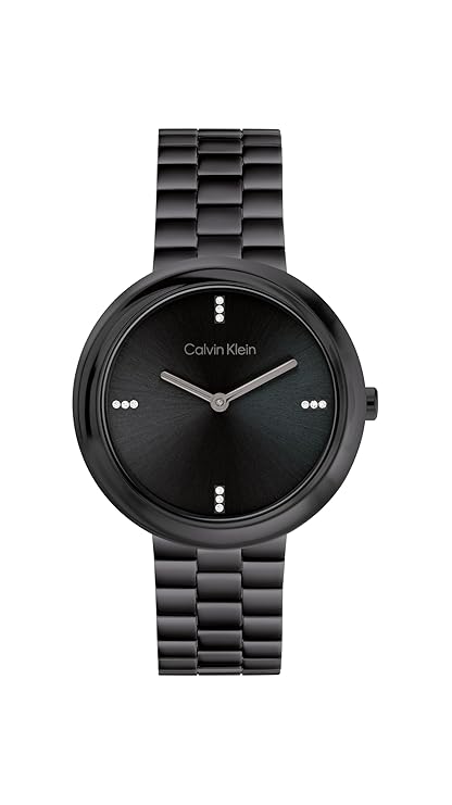 Twisted Bezel Women Quartz Black Dial Analog Stainless Steel Watch