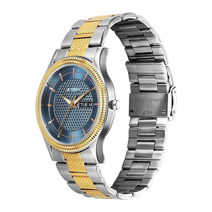 Titan Karishma Wedding Edit Analog with Brown Dial Dual-Tone Yellow Gold and Stainless Steel Strap Watch for Men