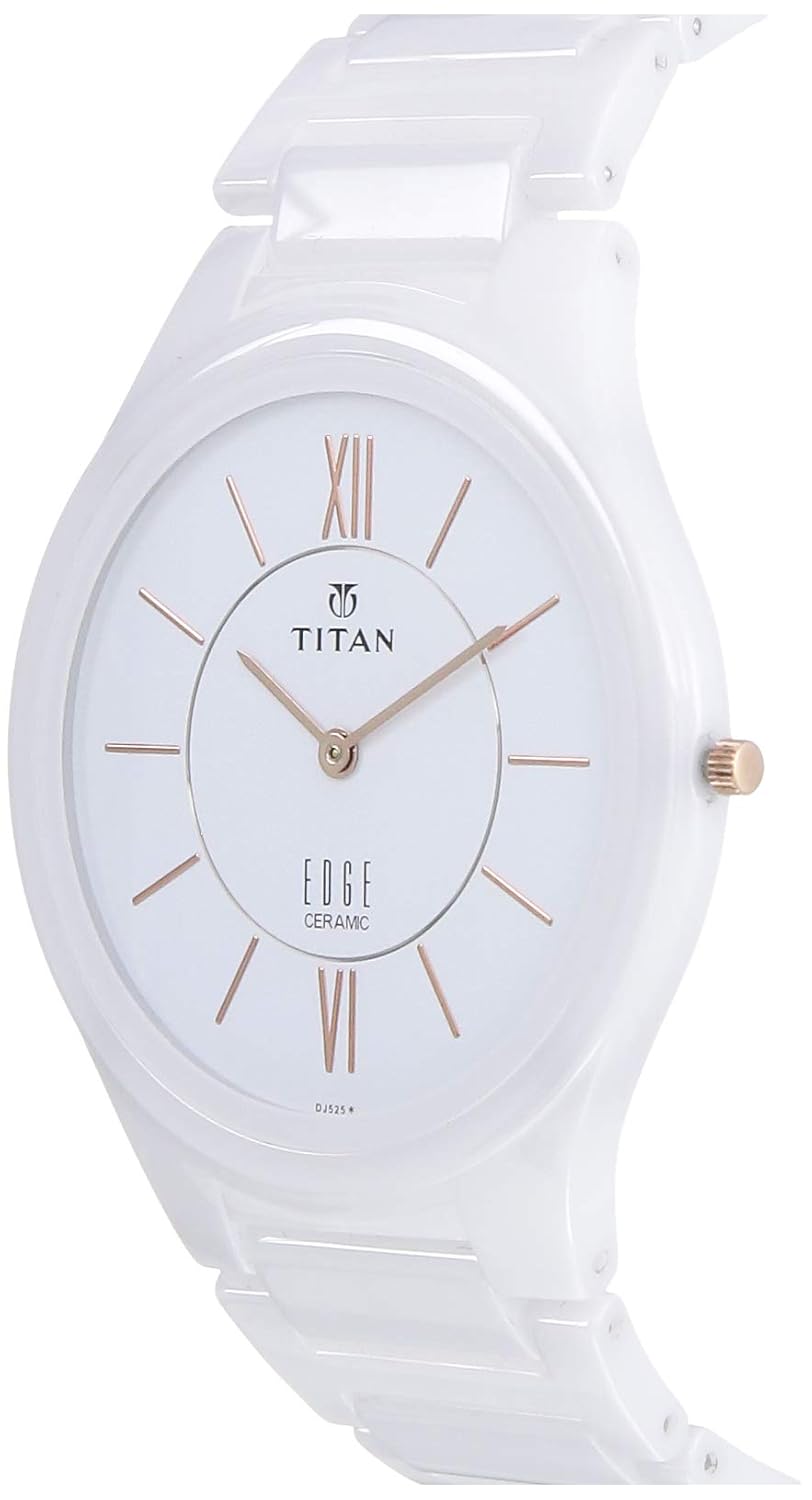 Titan Edge Ceramic White Dial Analog Ceramic Strap watch for Men