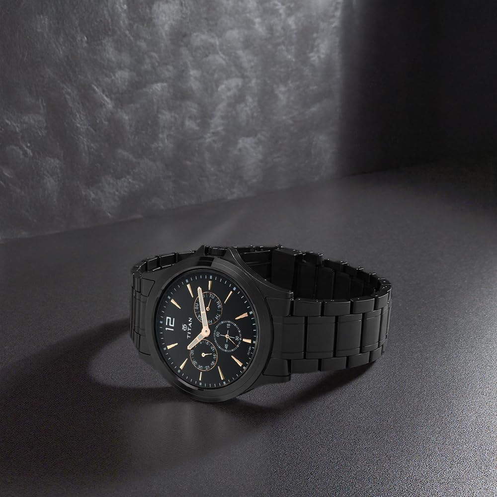Titan All Black Analog Black Dial Men's Watch