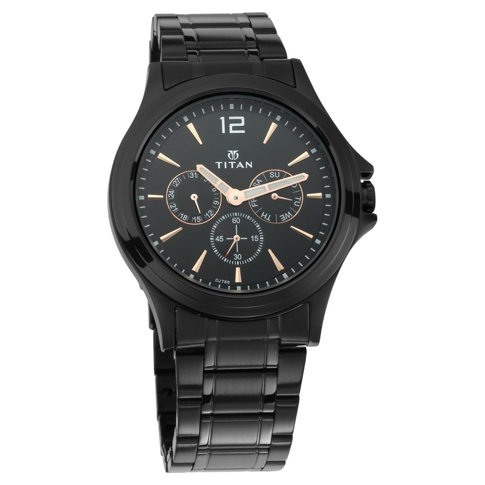 Titan All Black Analog Black Dial Men's Watch