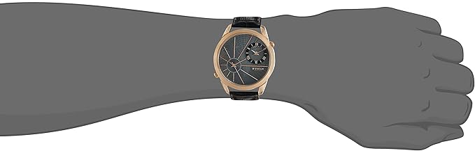 Titan Globe Trotter Anthracite Dial Dual Time Leather Strap watch for Men