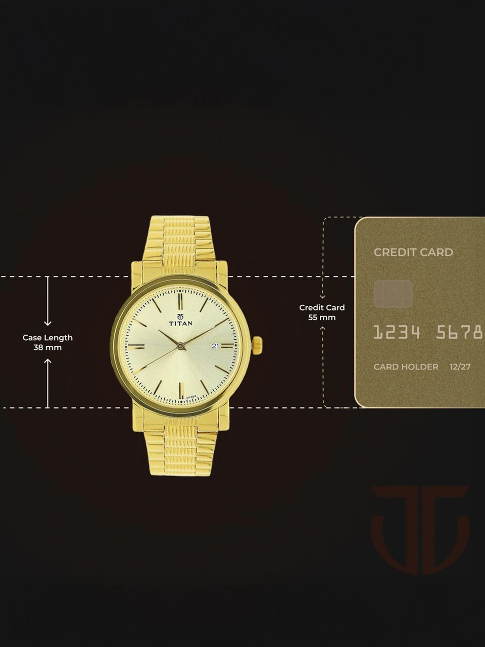 Titan Karishma with Date Champagne Dial Golden Stainless Steel Strap Analog Watch  - For Men
