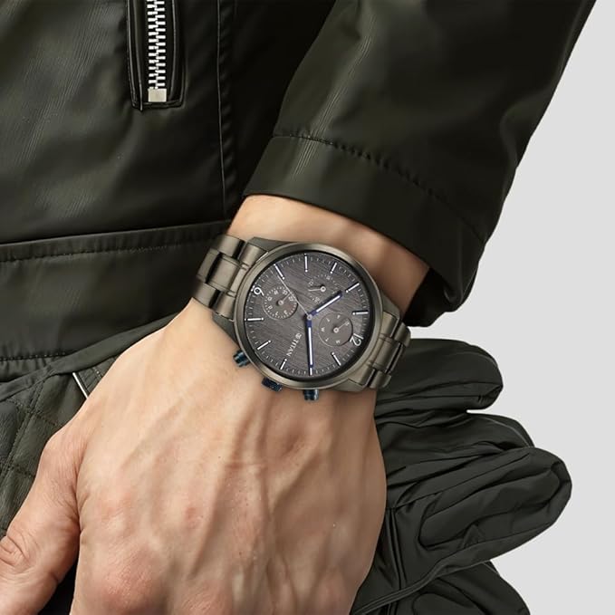 Titan Neo Splash Quartz Multifunction Anthracite Dial Anthracite Stainless Steel Strap Watch for Men
