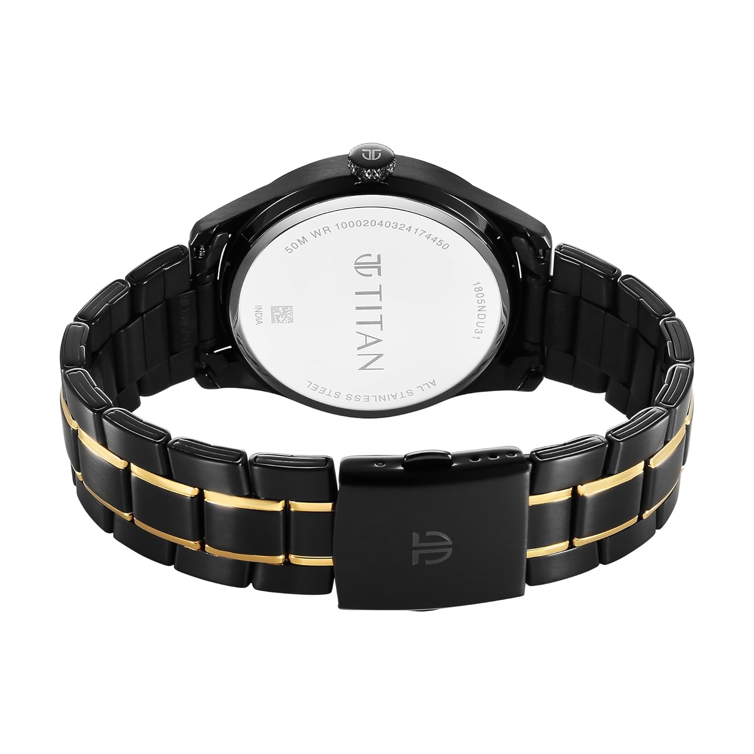Titan Regalia Opulent Quartz Analog with Day & Date Black Dial Two Toned Black & Gold Stainless Steel Strap Watch for Men