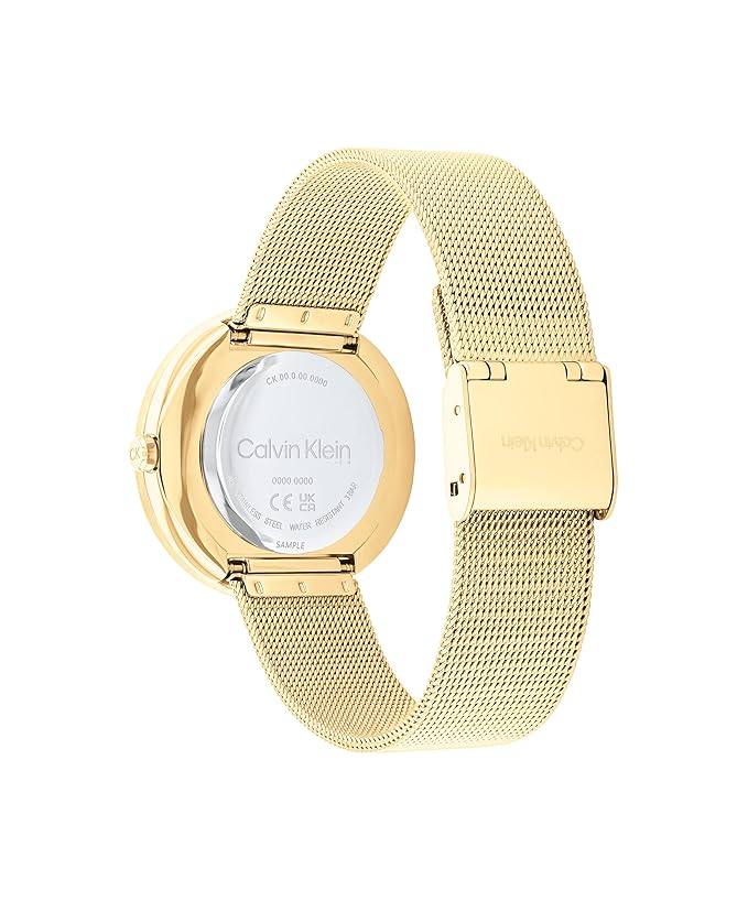 Calvin Klein Women's Quartz Ionic Thin Gold Plated Steel Case and Mesh Bracelet Watch, Color: Gold Plated (Model: 25200150), Gold Plated, Gold Plated, bracelet