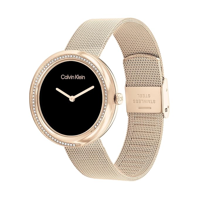 Calvin Klein Twisted Bezel Analog Black Dial Women's Watch