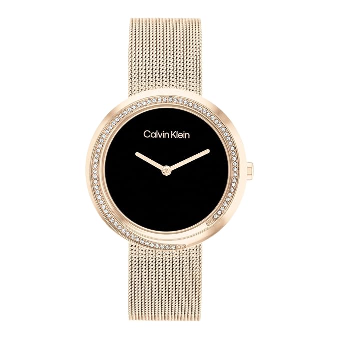 Calvin Klein Twisted Bezel Analog Black Dial Women's Watch