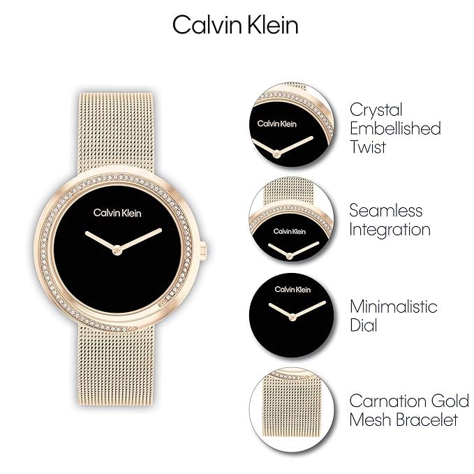 Calvin Klein Twisted Bezel Analog Black Dial Women's Watch
