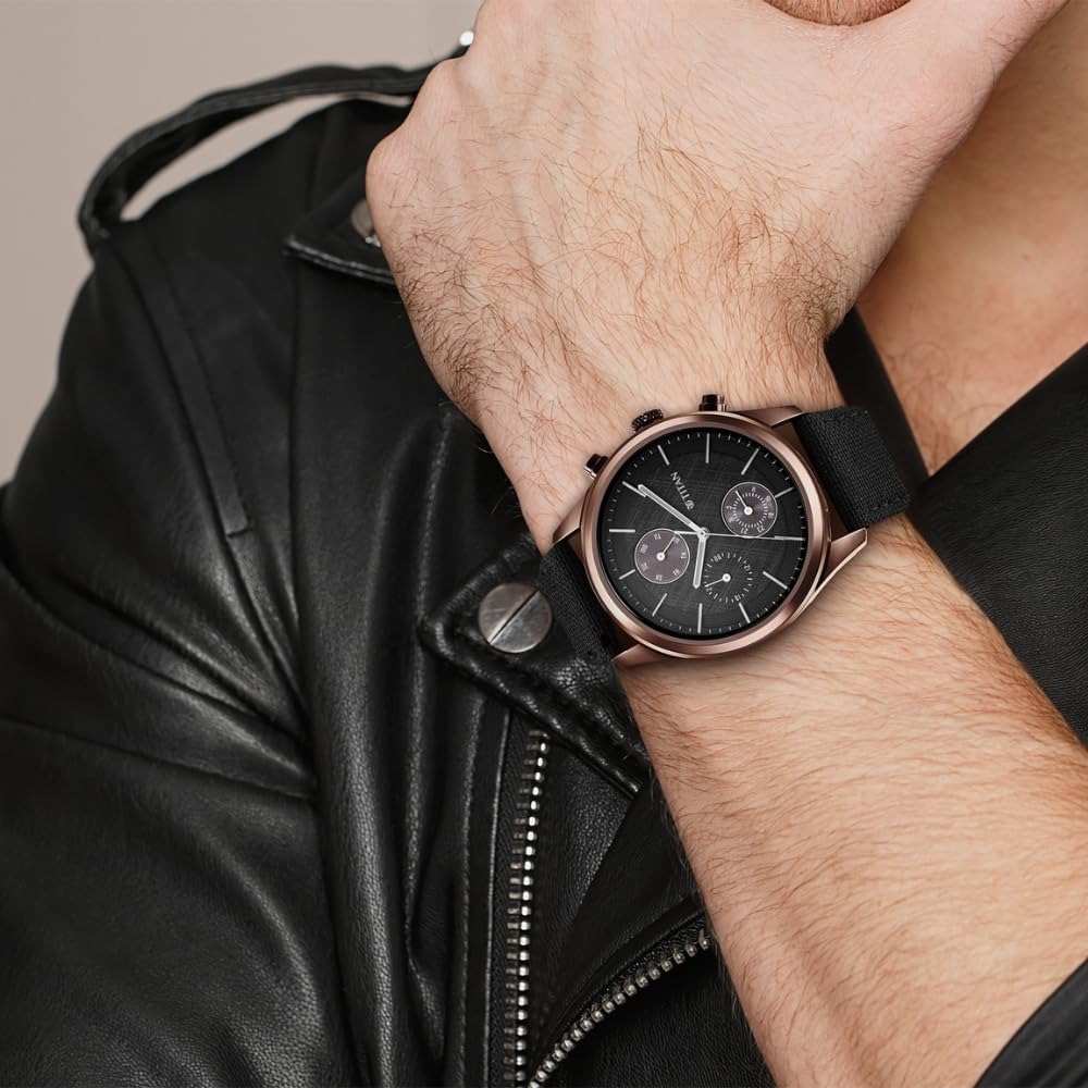Titan Neo Splash Quartz Multifunction Black Dial Black Leather Strap Watch for Men