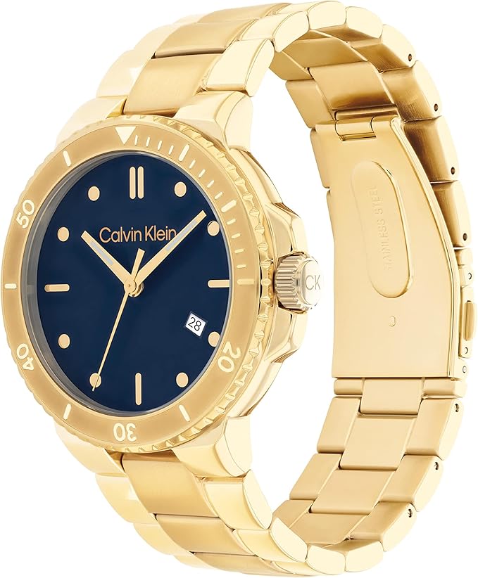 Calvin Klein Men'sQuartz Ionic Thin Gold Plated Steel Case and Link Bracelet Watch