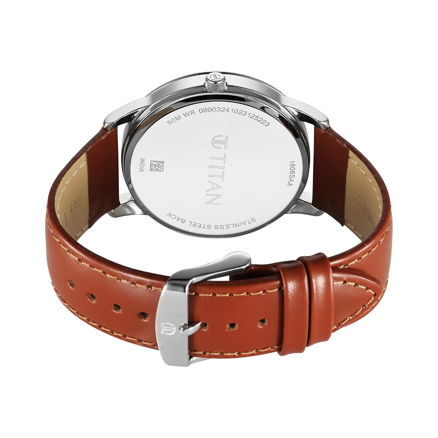 Titan Wrist with Quartz Analog with Date Blue Dial Brown Leather Strap Watch for Men