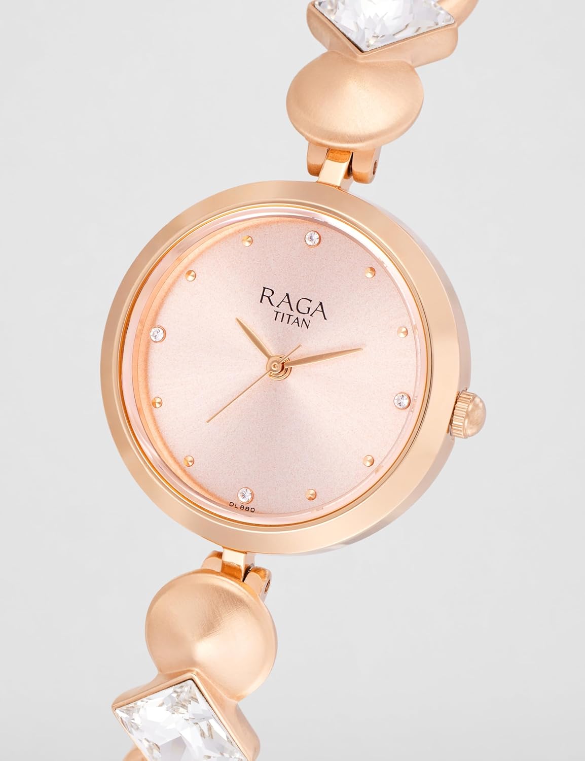Titan Raga Love All Quartz Analog Pink Dial Rose Gold Metal Strap Watch for Women