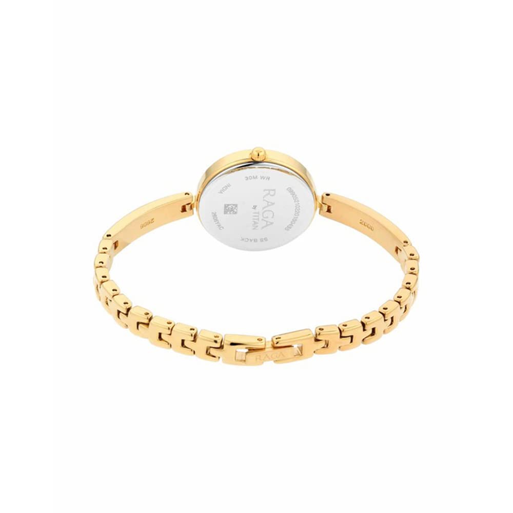 Titan Raga Viva Quartz Analog Champagne Dial Gold Metal Strap Watch for Women