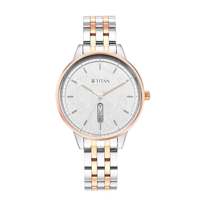 Titan Women's Precision Simplicity Watch: Grey Gradient Dial with Stainless Steel Strap