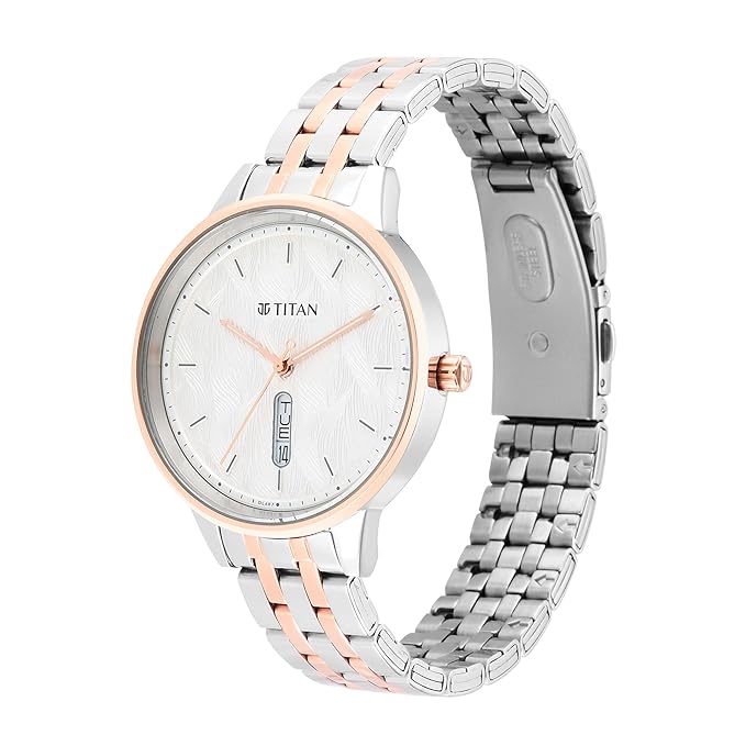 Titan Women's Precision Simplicity Watch: Grey Gradient Dial with Stainless Steel Strap