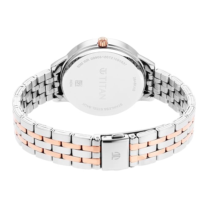 Titan Women's Precision Simplicity Watch: Grey Gradient Dial with Stainless Steel Strap