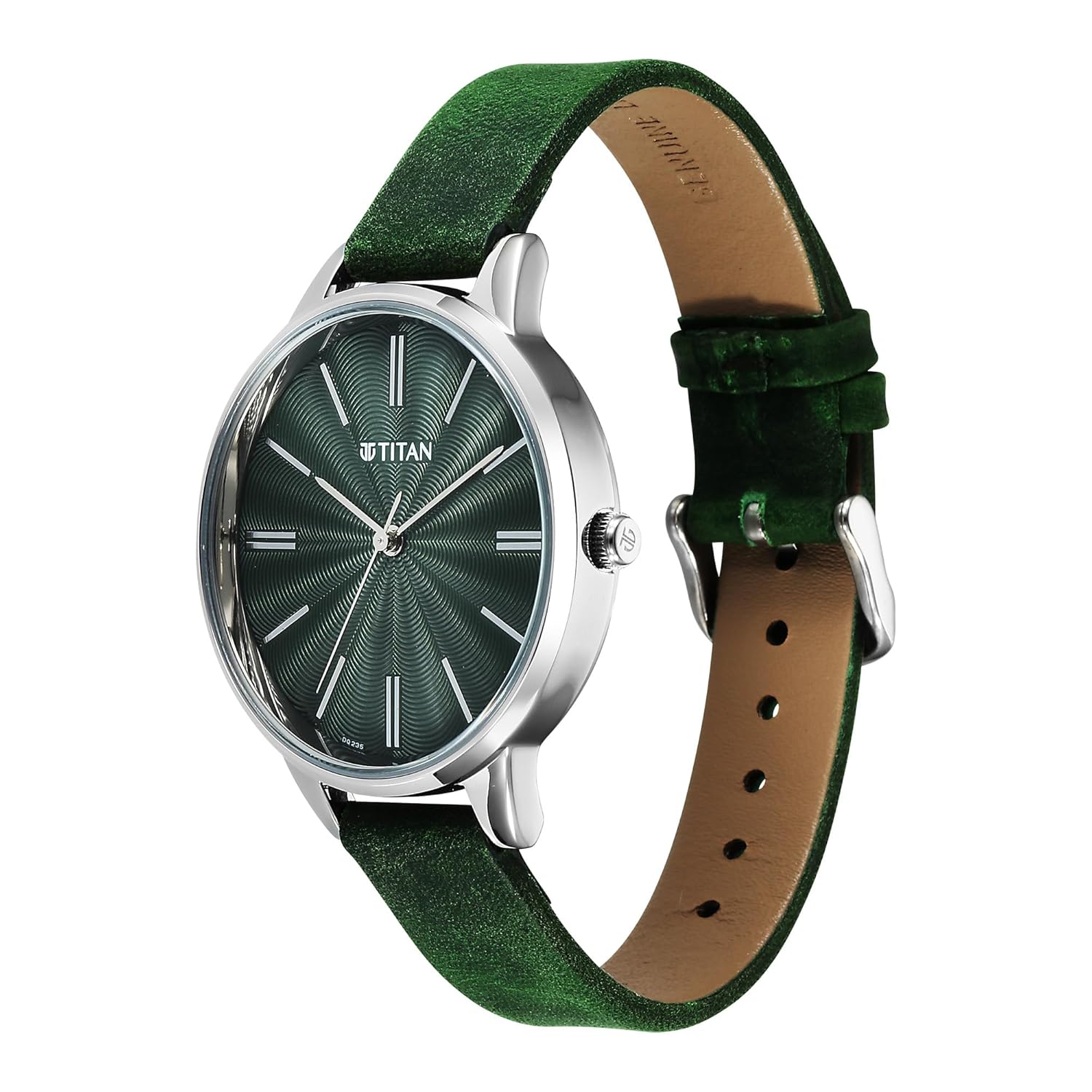 Titan Neo Quartz Analog Green Dial Leather Strap Watch For Women