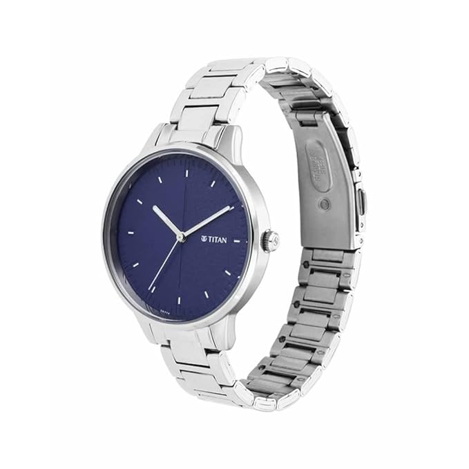 Titan Women's Precision Simplicity Watch: Blue Gradient Dial with Metal Strap
