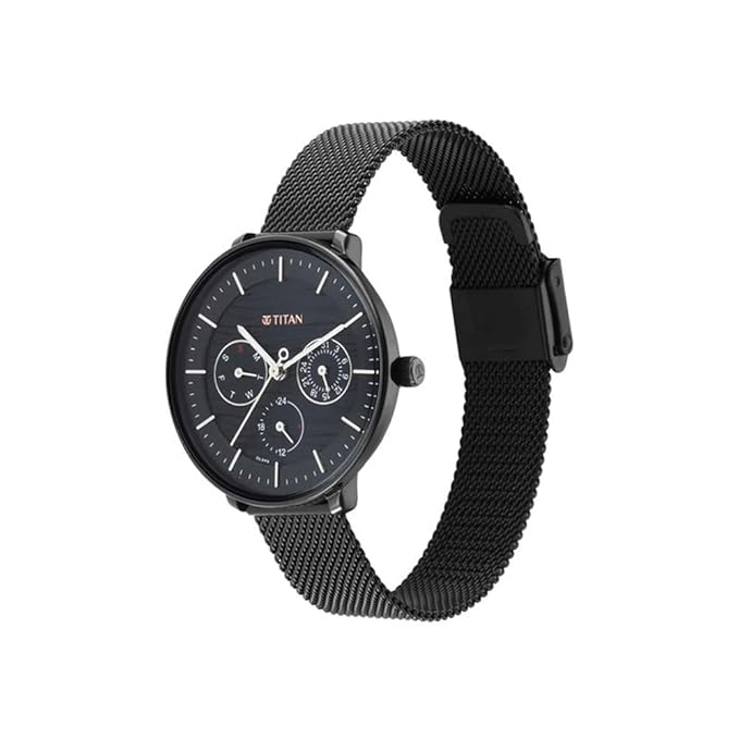 Titan Women's Svelte Green: Multi-Function Watch with Metal Strap