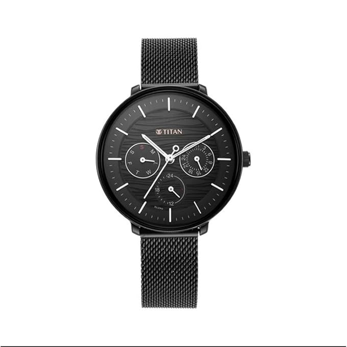Titan Women's Svelte Green: Multi-Function Watch with Metal Strap