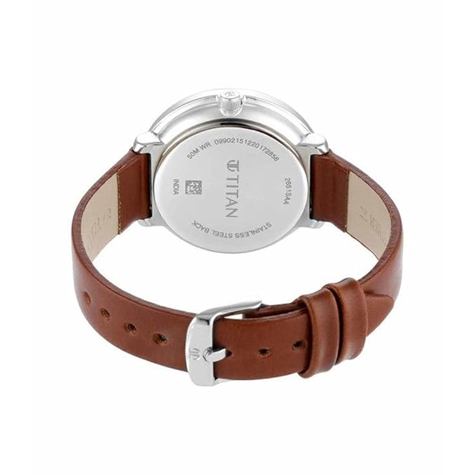 Titan Women's Svelte White: Multi-Function Watch Leather Strap