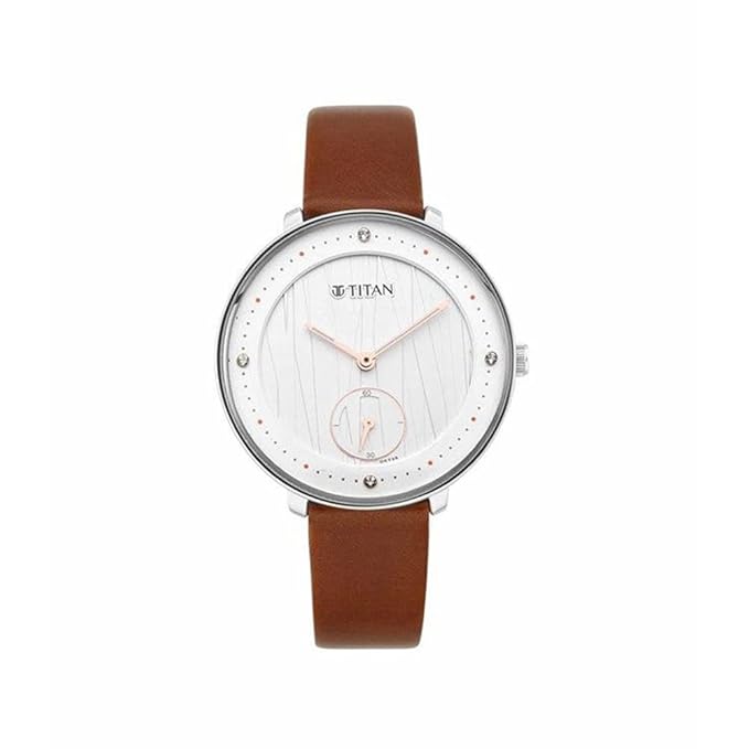 Titan Women's Svelte White: Multi-Function Watch Leather Strap