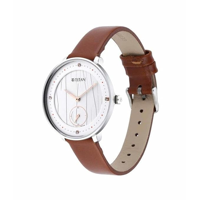 Titan Women's Svelte White: Multi-Function Watch Leather Strap