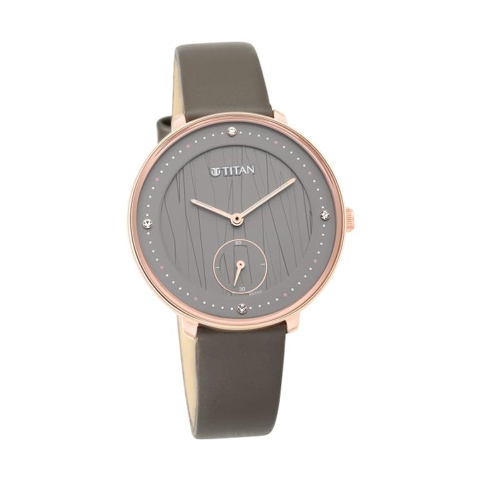 Titan Workwear Black Dial Women Watch With Leather Strap