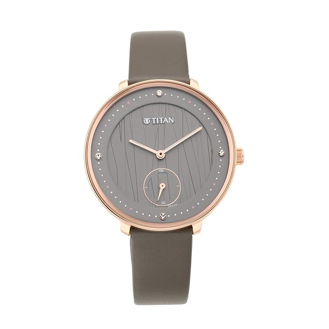 Titan Workwear Black Dial Women Watch With Leather Strap