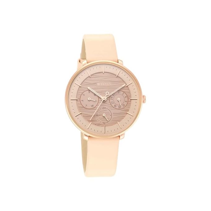 Titan Women's Svelte Rose gold: Multi-Function Watch with Leather Strap