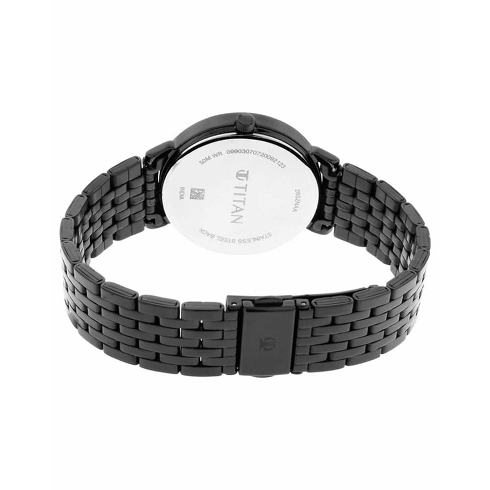 Titan Women's Regal: Roman Numeral Black Dial & Metal Strap Watch