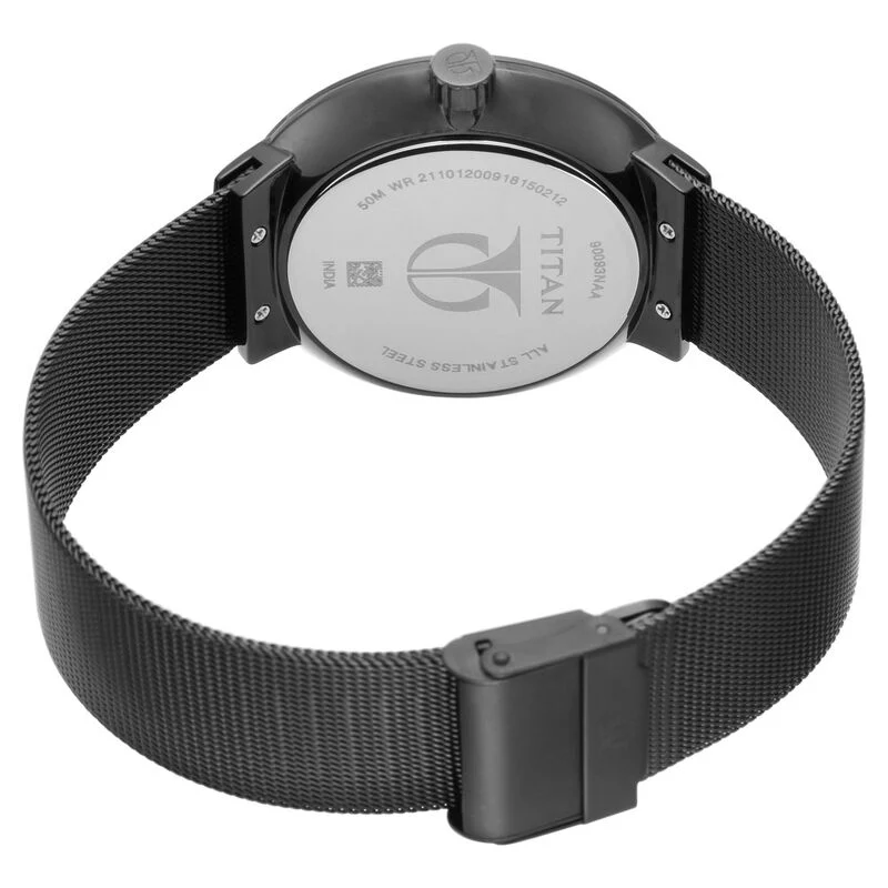 Titan Workwear Black Dial Quartz Multifunction Stainless Steel Strap watch for Men