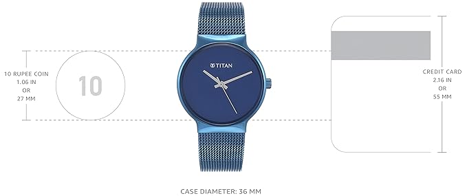 Titan Slimline Blue Dial Analog Metal Strap watch for Women