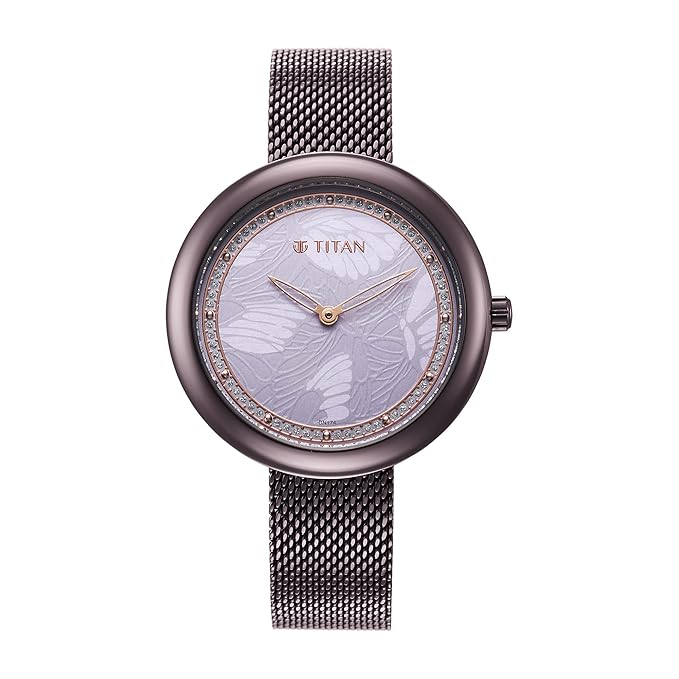 Glitz Purple Dial Stainless Steel Strap Watch for Women