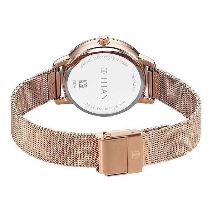 Titan Purple Style Up Quartz Analog Mother Of Pearl Dial Stainless Steel Strap Watch for Women