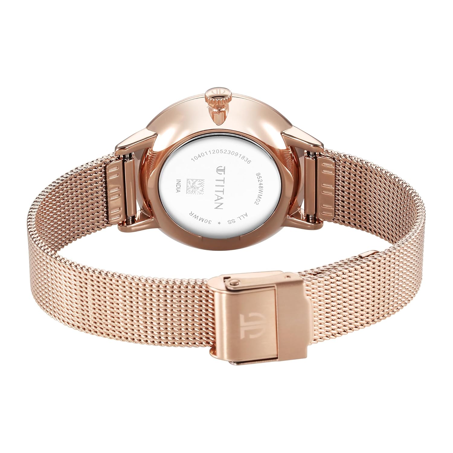 Titan TGIF Quartz Analog Mother Of Pearl Dial Rose Gold Stainless Steel Strap Watch for Women