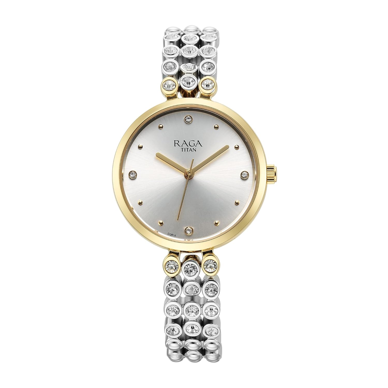 Titan Raga Showstopper Quartz Analog Silver Dial Metal Strap Watch for Women