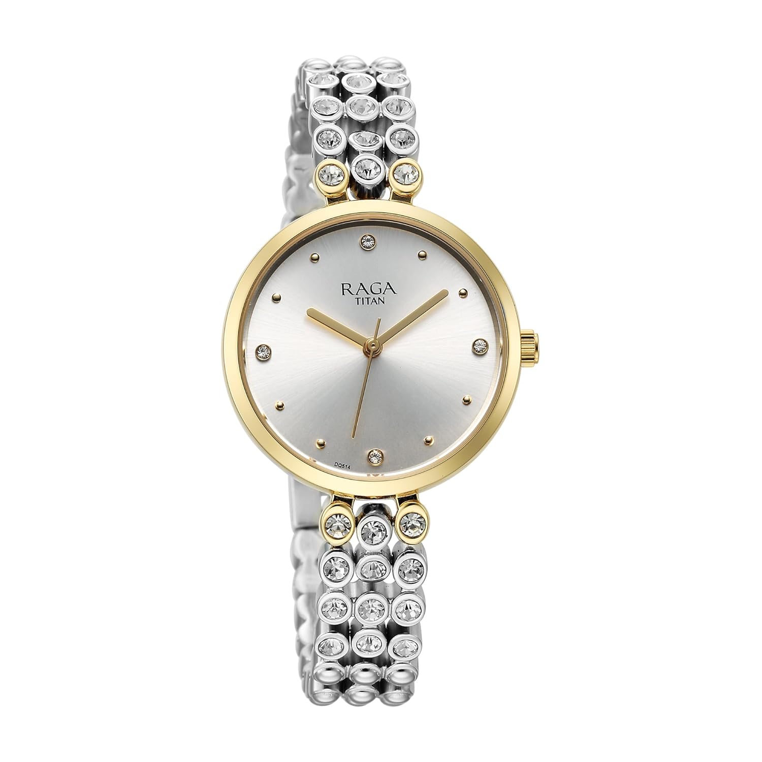 Titan Raga Showstopper Quartz Analog Silver Dial Metal Strap Watch for Women
