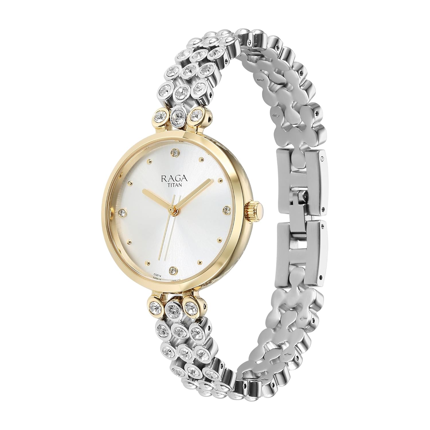 Titan Raga Showstopper Quartz Analog Silver Dial Metal Strap Watch for Women