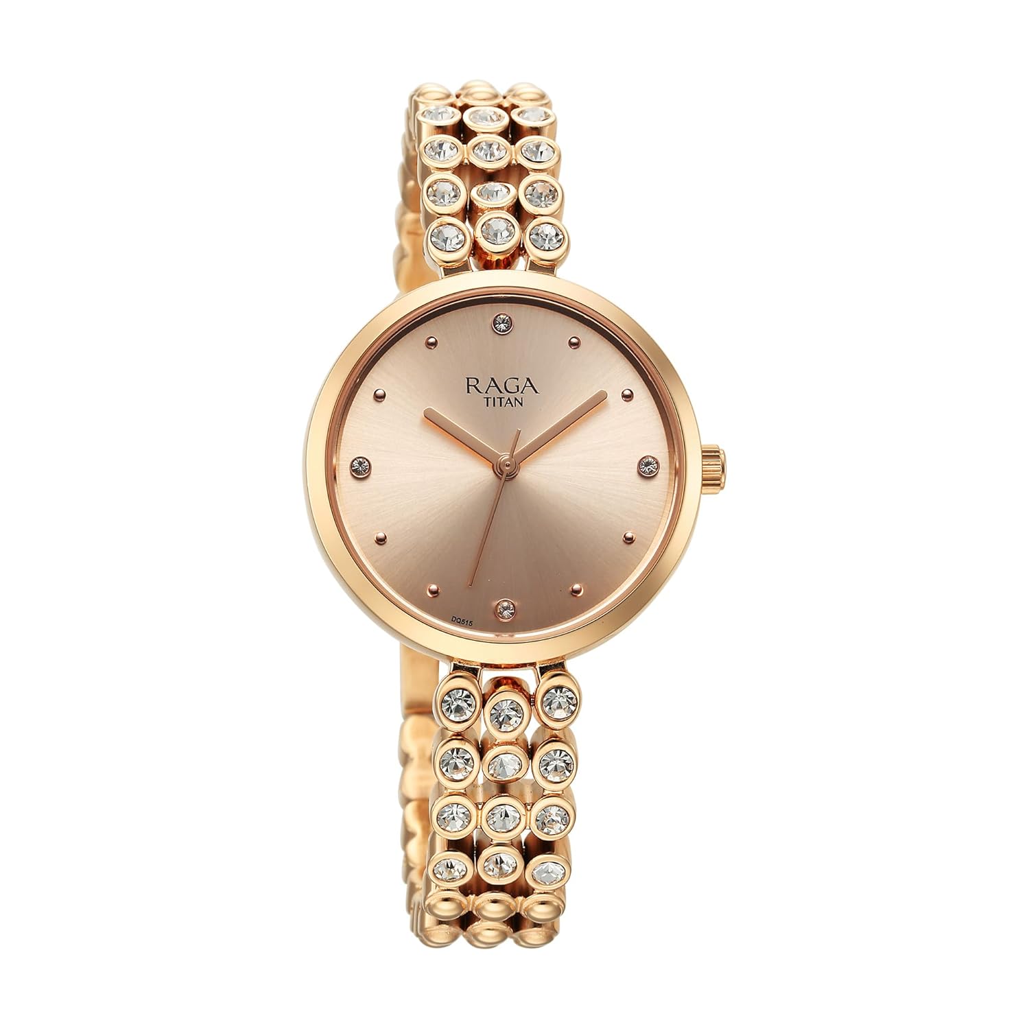 Titan Raga Showstopper Quartz Analog Rose Gold Dial Metal Strap Watch for Women