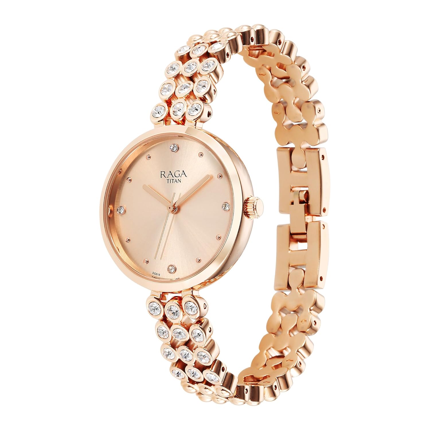 Titan Raga Showstopper Quartz Analog Rose Gold Dial Metal Strap Watch for Women