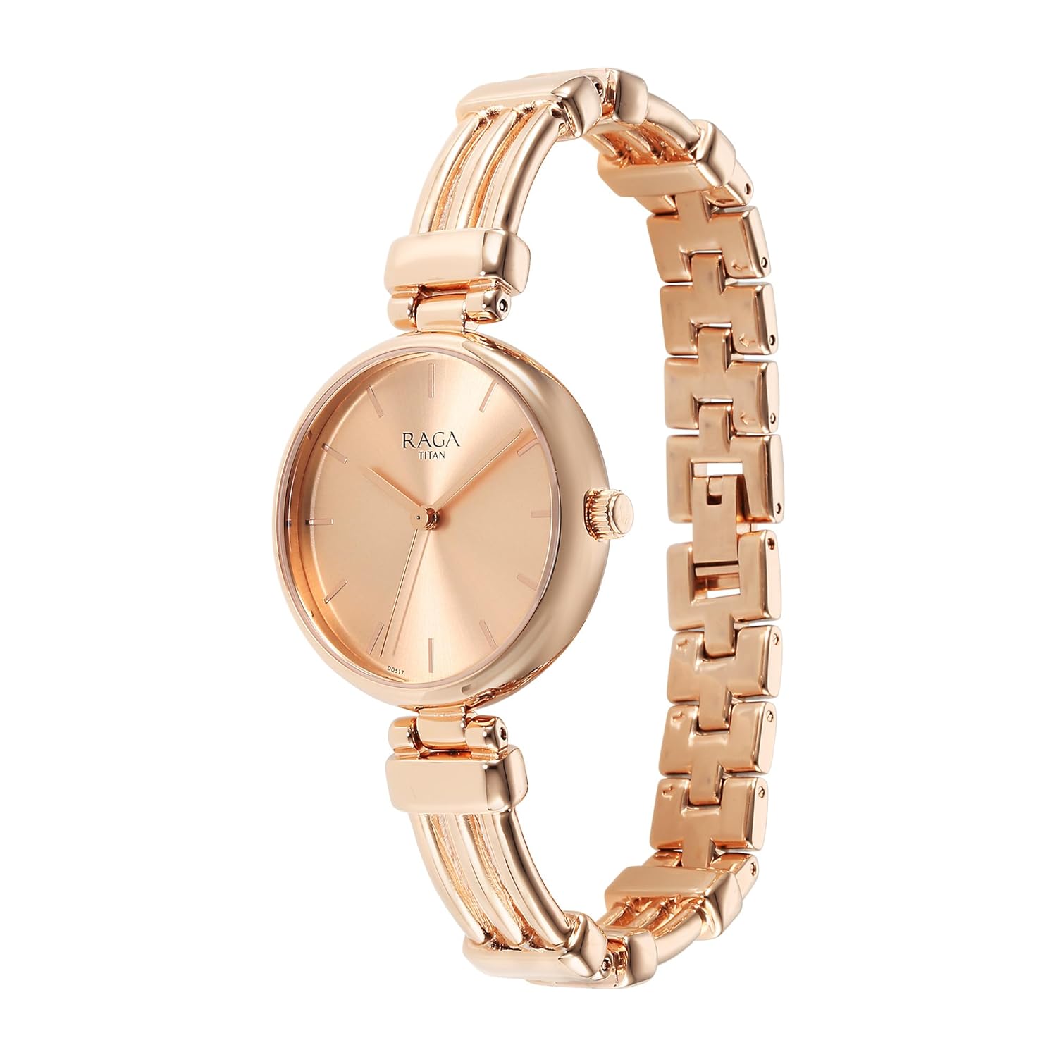 Titan Raga Showstopper Quartz Analog Rose Gold Dial Metal Strap Watch for Women