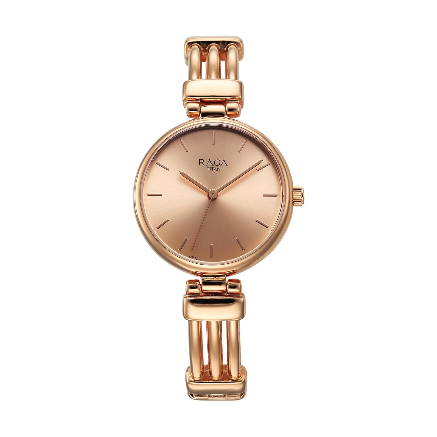 Titan Raga Showstopper Quartz Analog Rose Gold Dial Metal Strap Watch for Women