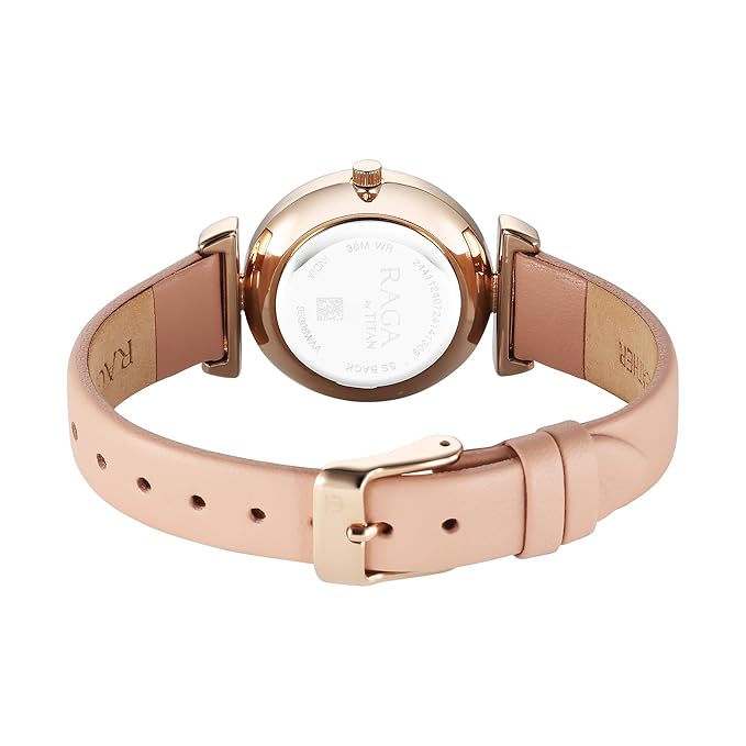 Titan Raga Showstopper Quartz Analog Pink Dial Leather Strap Watch For Women