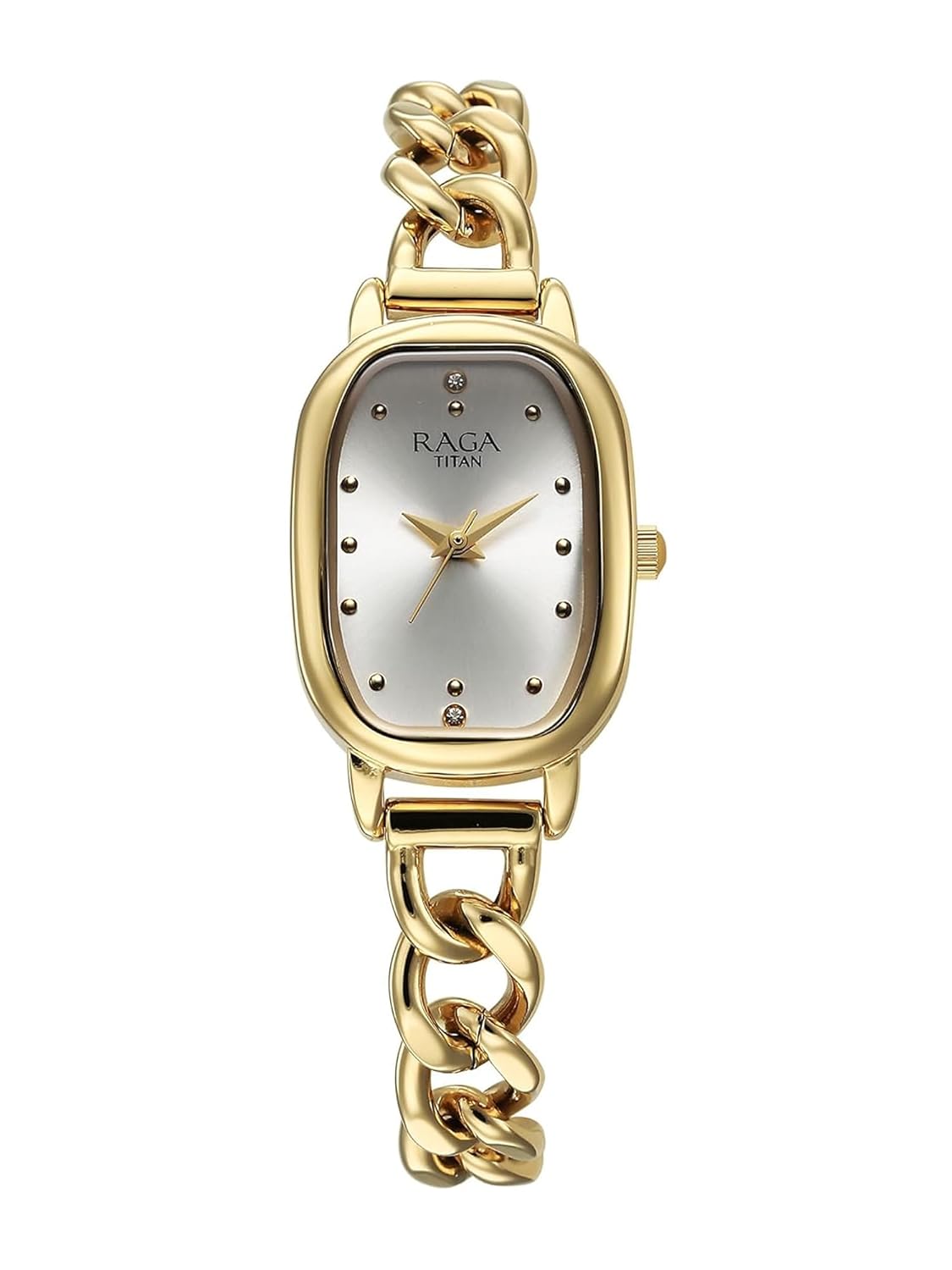Titan Raga Showstopper Quartz Analog Silver Dial Metal Strap Watch For Women